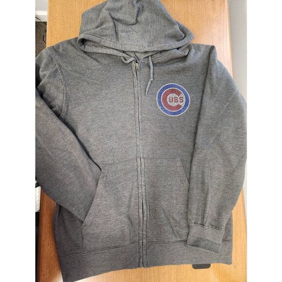 No Brand Tops - Cubs Medium grey full zip jacket with Cubs logo in bling on front and back!